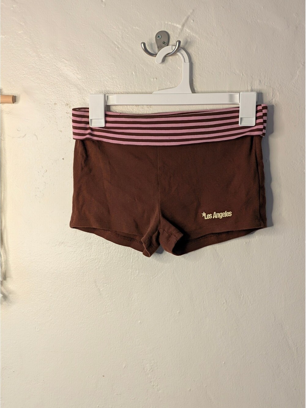 Zara Brown Los Angeles Fold-Over Waistband Lounge Shorts Size S